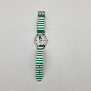 ⛄️ Cute Snowman Christmas Holiday Watch Green & White striped band